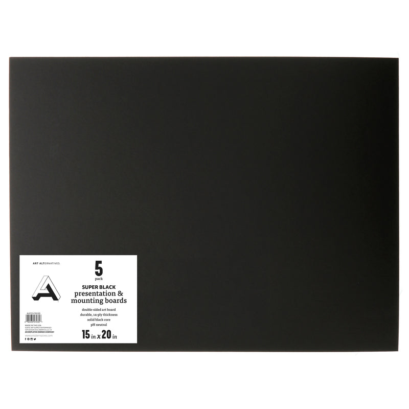 Art Alternatives Super Black Presentation & Mounting Board - 15" x 20" 5/Pkg.