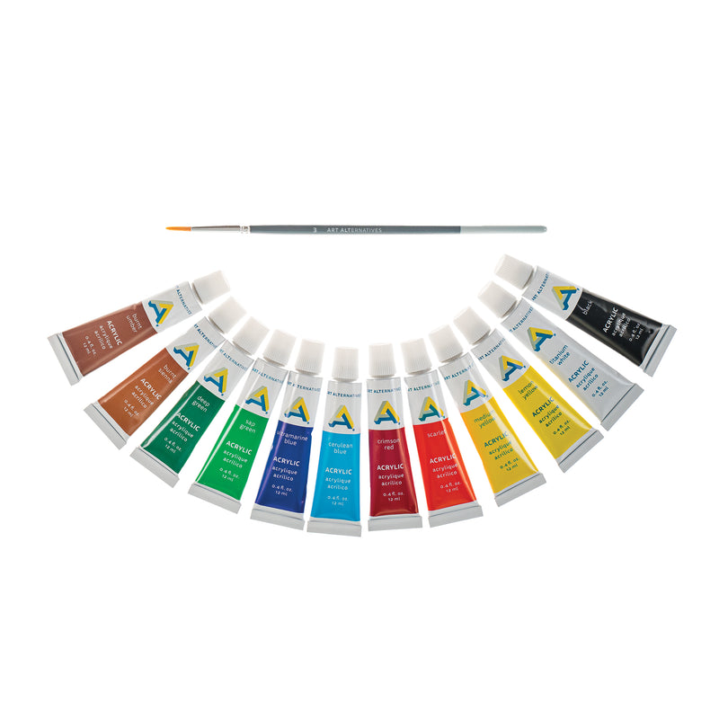 Art Alternatives Economy Acrylic Paint 12-Color Set - 12ml Tubes