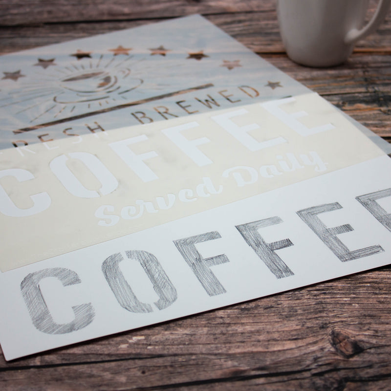 The Crafter's Workshop Fresh Coffee Sign Stencil - 12" x 12"