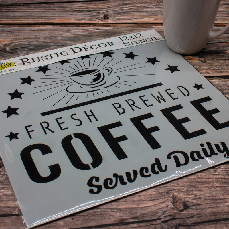 The Crafter's Workshop Fresh Coffee Sign Stencil - 12" x 12"