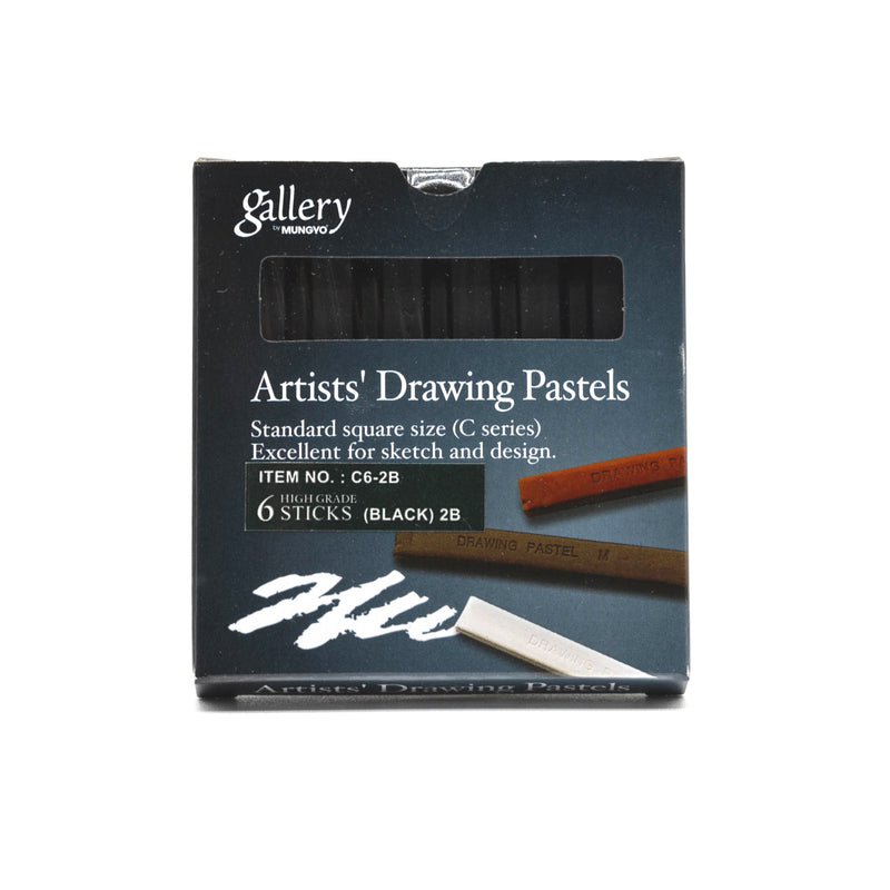 Mungyo Gallery Artists Drawing Pastel Stick Sets - Black Sets of 6 2B