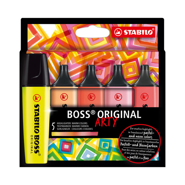 Stabilo BOSS ORIGINAL Highlighters 5-Piece ARTY Warm Colors Set