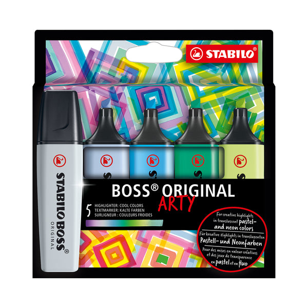 Stabilo BOSS ORIGINAL Highlighters 5-Piece ARTY Cool Colors Set