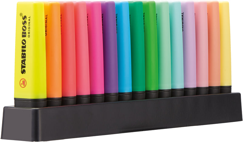 Stabilo BOSS ORIGINAL Highlighters 15-Color 9 Fluorescent & 6 Pastel Desk Set