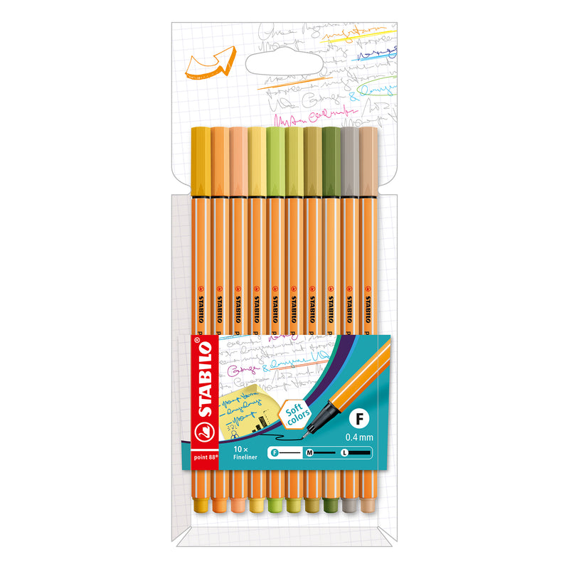 Stabilo Point 88 Pen - 10 Soft Colours Set