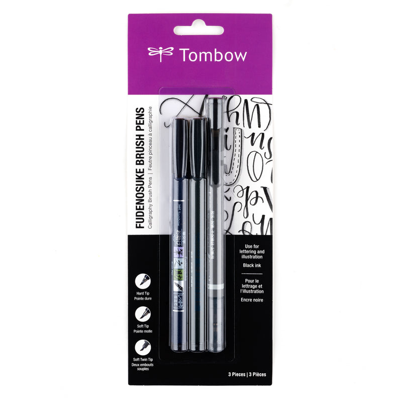 Fudenosuke Brush Pen 3-Pack (Hard, Soft & Twin Tip)