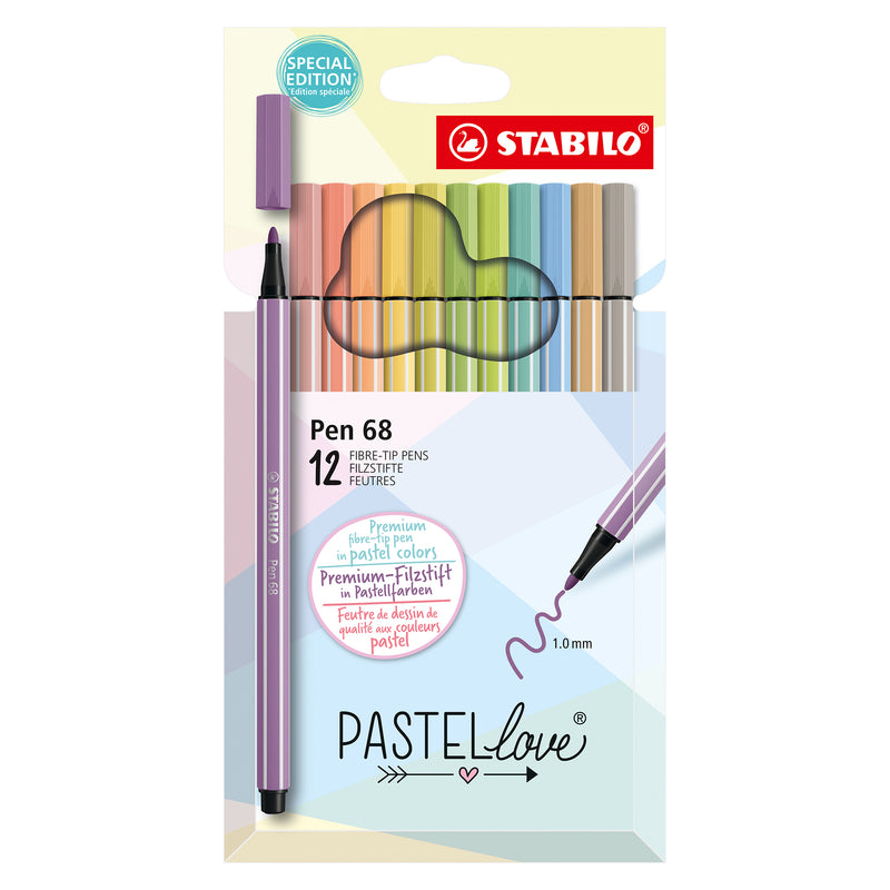 Stabilo Pen 68 - 12-Color Pastel Wallet Set