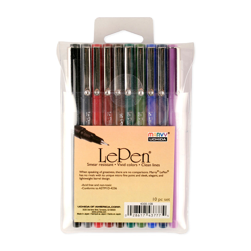 Uchida Le Pen Dark Fineliners - Set of 10