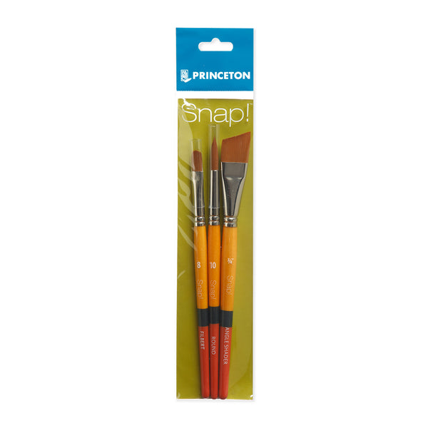 Princeton Snap! Brush Set 1 - 9650 Gold Taklon Short Handle - Set of 3