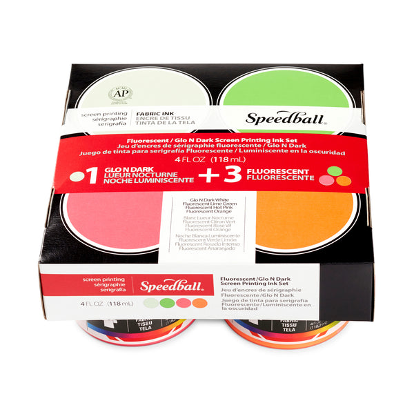 Speedball Fabric Screen Printing Fluorescent Ink Set 4