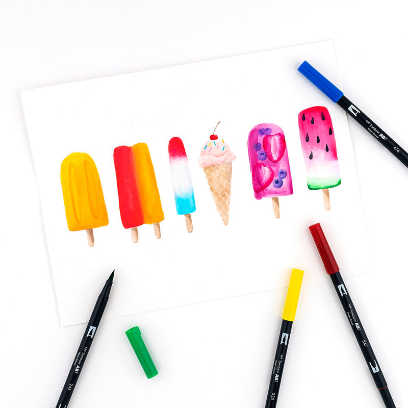 Tombow Dual Brush Set 10 - Primary image of popsicles and ice cream