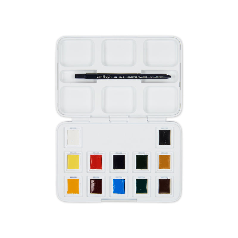 Van Gogh Watercolour Pocket Box Set - National Gallery - 12 Half-Pans + 1 Brush