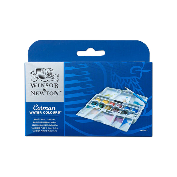 Winsor & Newton Cotman Pocket PLUS Set - 12 Half Pans