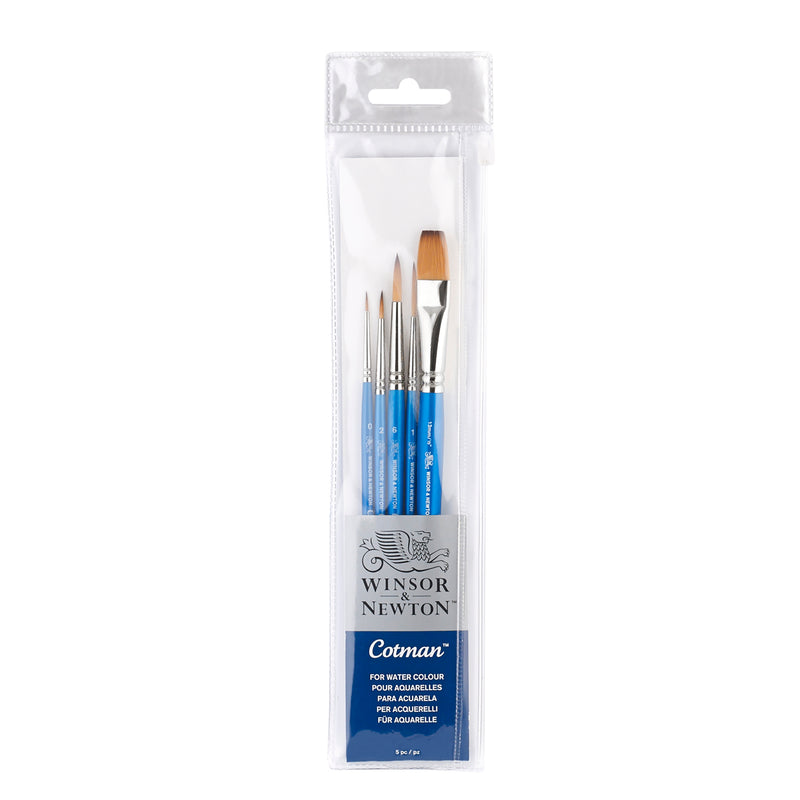 Winsor & Newton Cotman Brush 5-Pack - Rounds, Rigger & One Stroke